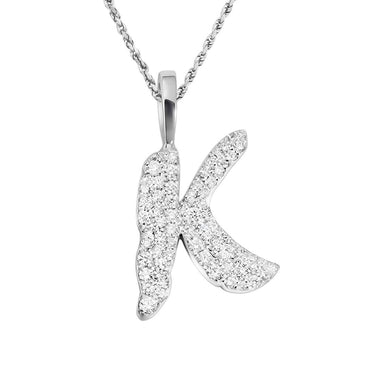 White Diamond K Pendant in 14k White Gold 1.03 Ctw